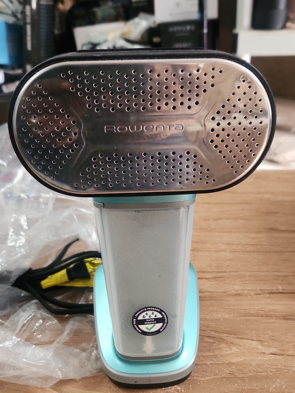Rowen Aqua and Silver Fabric Steamer - Handheld
